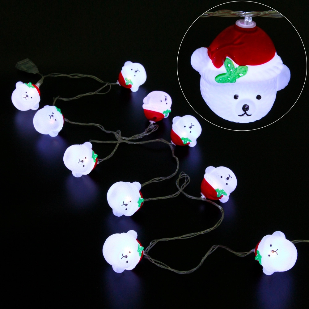 Гирлянда для дома «Медвежонок» 2м 10 ламп LED, 5*4 см прозр.пров.,1 реж, IP-20, Белый (возможность соединения)