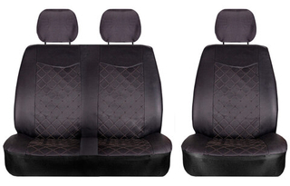 Чехлы на сидения Coolpart MAXIMAL ROMB - JJ-05-BLBL(2+1бус) - Эко-кожа черный/шов черн (3предм)