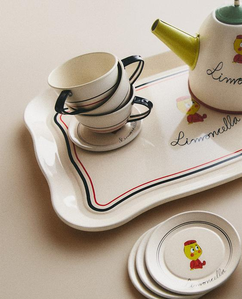 ZARA HOME ДЕТСКИЙ ИГРОВОЙ НАБОР «СТОЛОВАЯ ПОСУДА LIMONCELLA X THE ANIMALS OBSERVATORY», КРЕМОВЫЙ