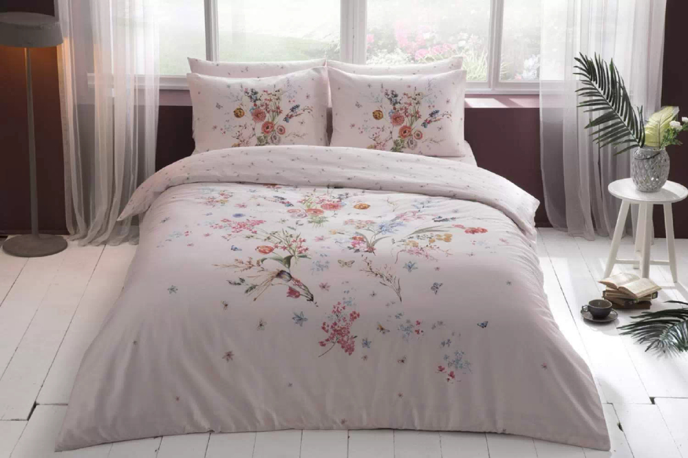 Комплект постельного белья ТАЧ Сатин 1-спальный "MARTHA" V01-Розовый