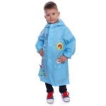 Дождевик-плащ детский «Рокки-Динозаврик» с капюшоном, рукава на резинке, цвет голубой, размер M(64*46см) ДоброСад
