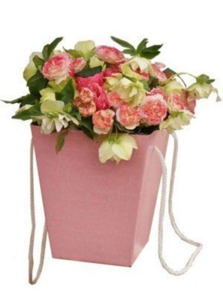 Коробка для цветов Розовая 12,5*18*22,5 см, 1 шт.
