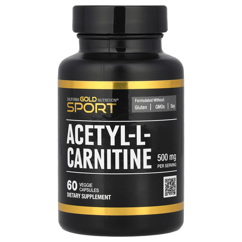 California Gold Nutrition, ацетил-L-карнитин, 500 мг, 60 растительных капсул