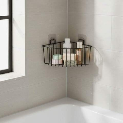 Корзина подвесная угловая для ванной "Black", 18*18*9,5см, до 4кг