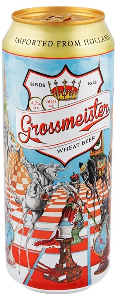 Пиво Гроссмейстер Витбир / Grossmeister Wheat Beer 0.5 - банка