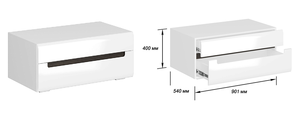 Приставка к тумбе ТВ Стокгольм белый/белый глянец
