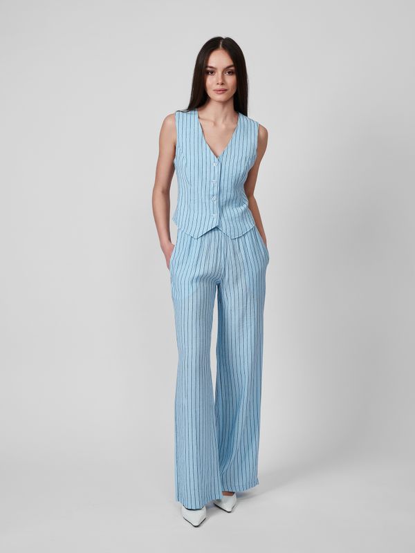 ГОЛУБЫЕ БРЮКИ НА КОМФОРТНОЙ РЕЗИНКЕ С КАРМАНАМИ