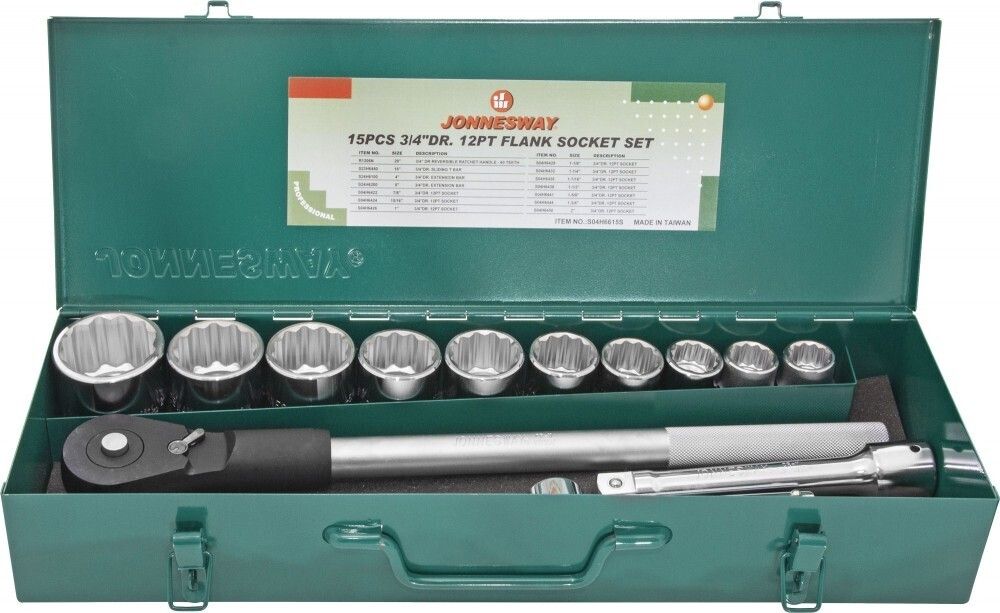 S04H6615S (S04H6415S) Набор головок торцевых дюймовых 3/4&quot;DR, SAE 7/8&quot;--2&quot;, 15 предметов