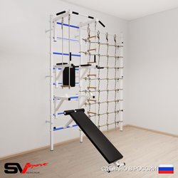 Шведская стенка Sv Sport усиленная 6990 (Турник стандарт/Брусья/Стойка/Скамья/Лестница/Трапеция/Канатный лаз)