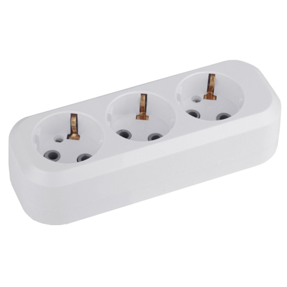 Колодка ЭРА KX-3e 3 розетки с зазeмлением белая