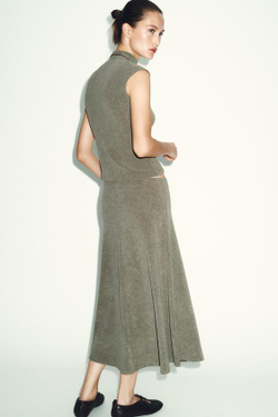 ZARA ЮБКА ИЗ МЯГКОЙ ТКАНИ, СВЕТЛО-ОЛИВКОВЫЙ