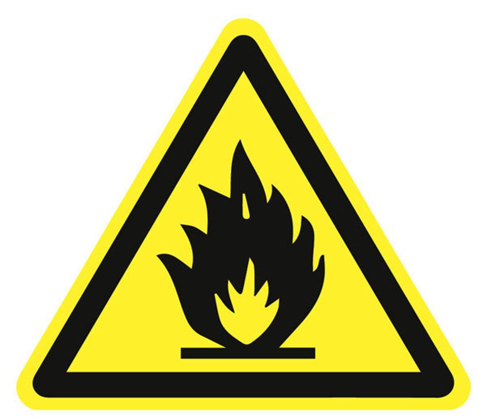 Знак на плёнке W-01 &quot;Пожароопасно. Легковоспламеняющиеся вещества.&quot;