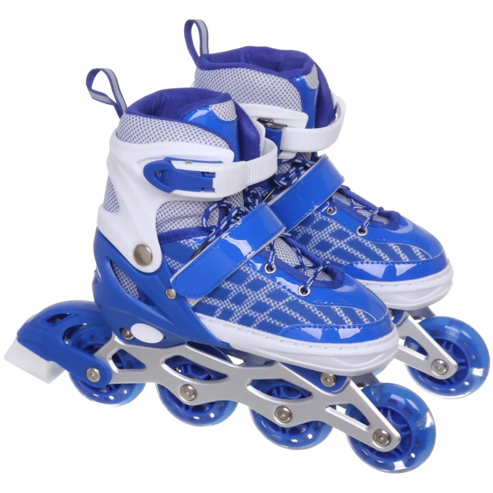 Коньки раздвижные, ледовые с роликовым блоком Ice Line Z4, синий-белый (pазмер 29-33)