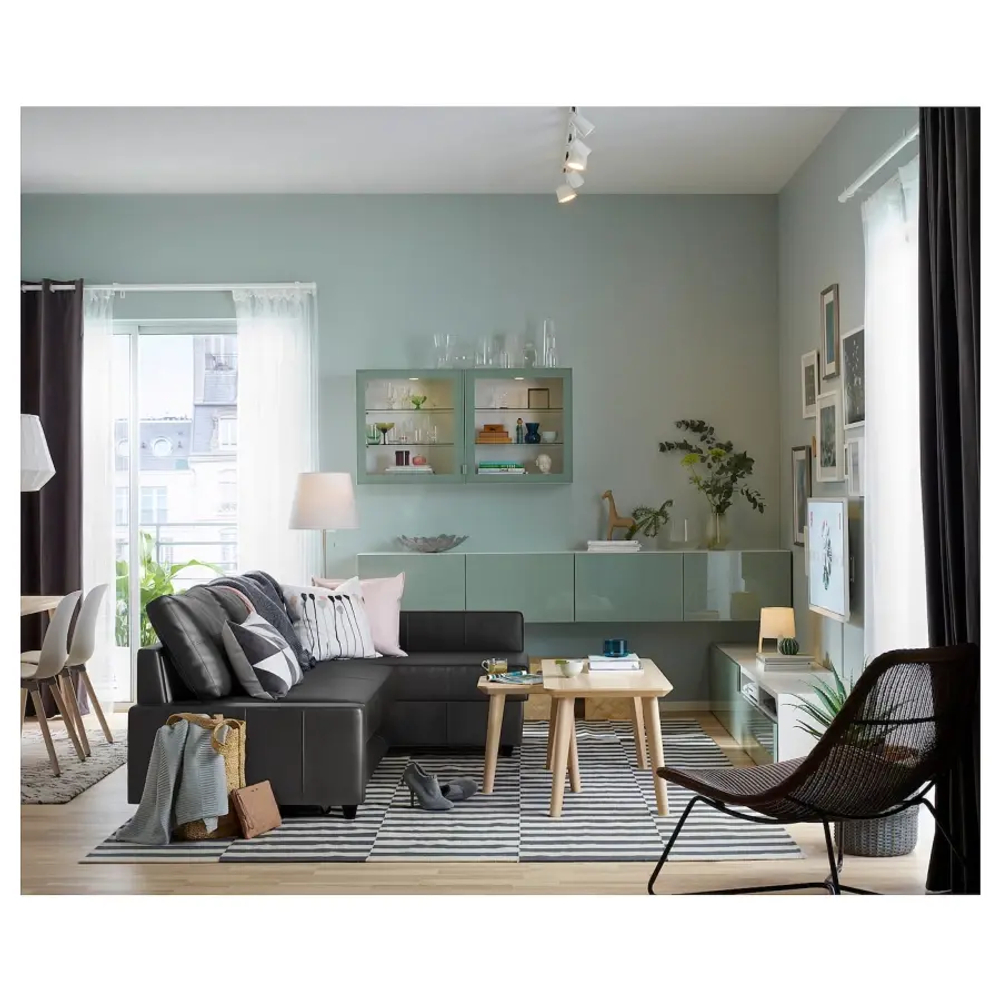 Угловой диван с функцией сна - IKEA FRIHETEN/ФРИХЕТЕН ИКЕА, 86х151х230 см, черный
