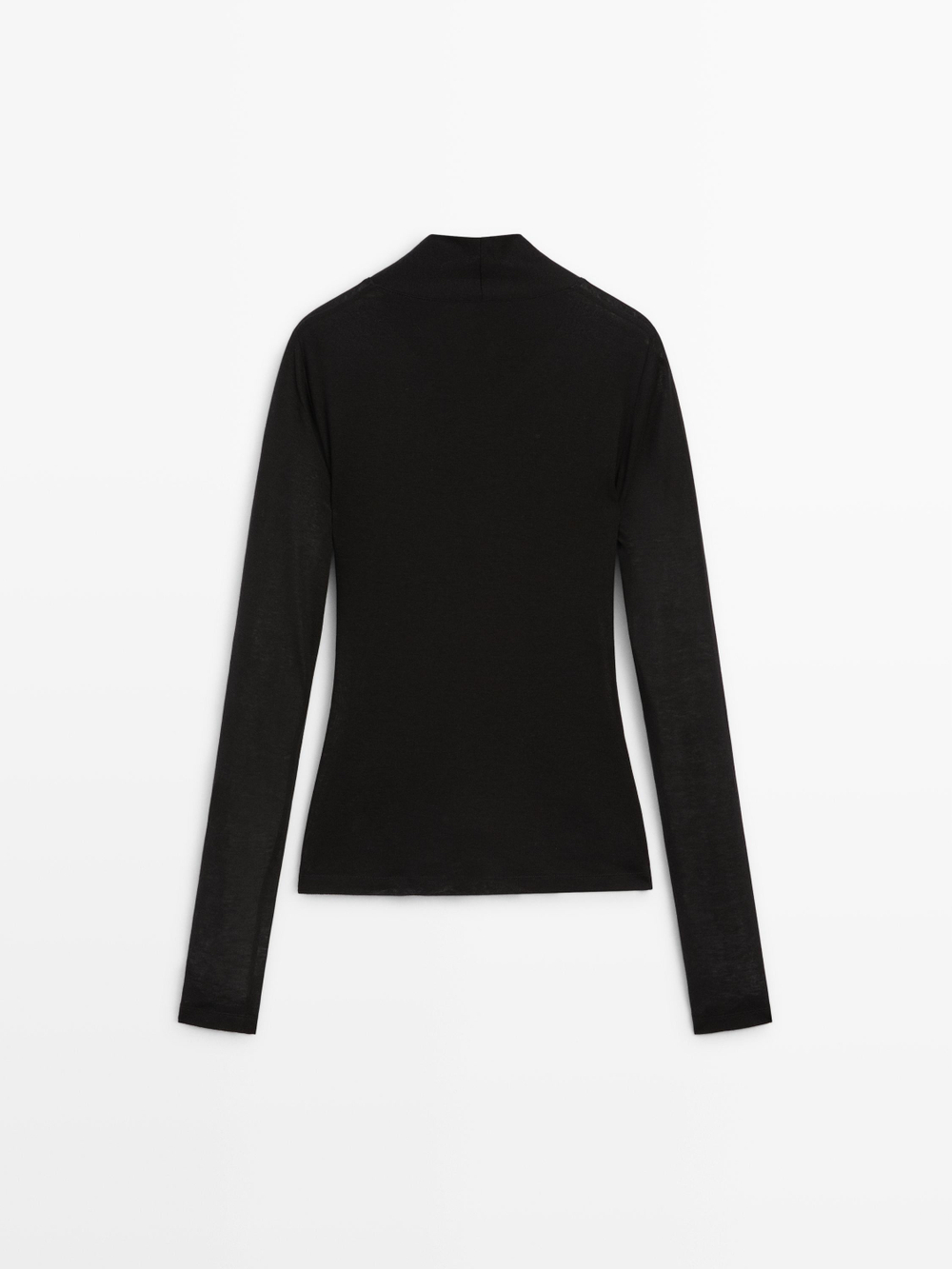 Massimo Dutti Топ внахлест из лиоцелла и шерсти, черный