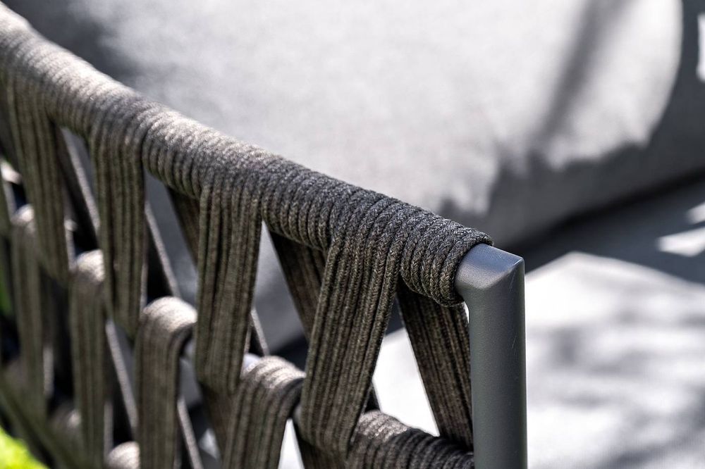 "Диего" лаунж-зона 4-местная плетеная из роупа (веревки), каркас алюминиевый темно-серый, роуп темно-серый