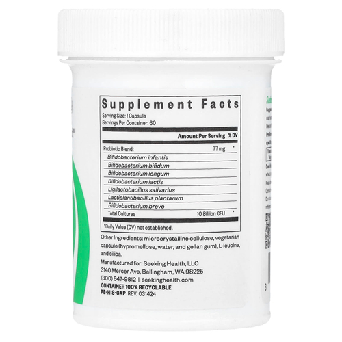 Seeking Health, ProBiota HistaminX, пробиотики, 10 млрд КОЕ, 60 вегетарианских капсул