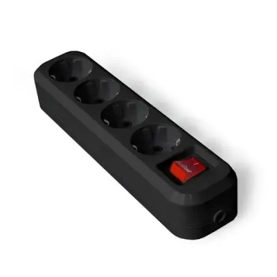 Колодка "UNIVersal" 4 гн. с/з с выкл. AБС-пластик (еврослот) черный