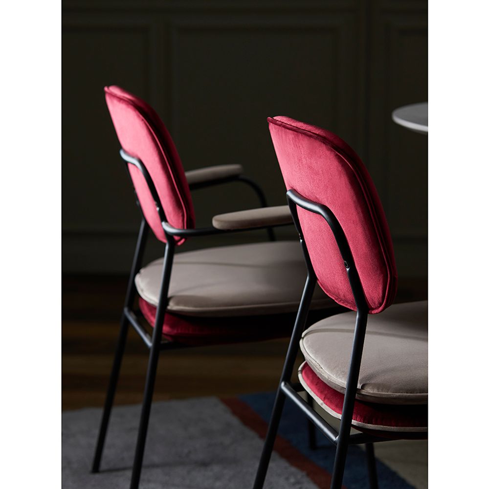 Стул с подлокотниками Pea, велюр, бордовый/бежевый