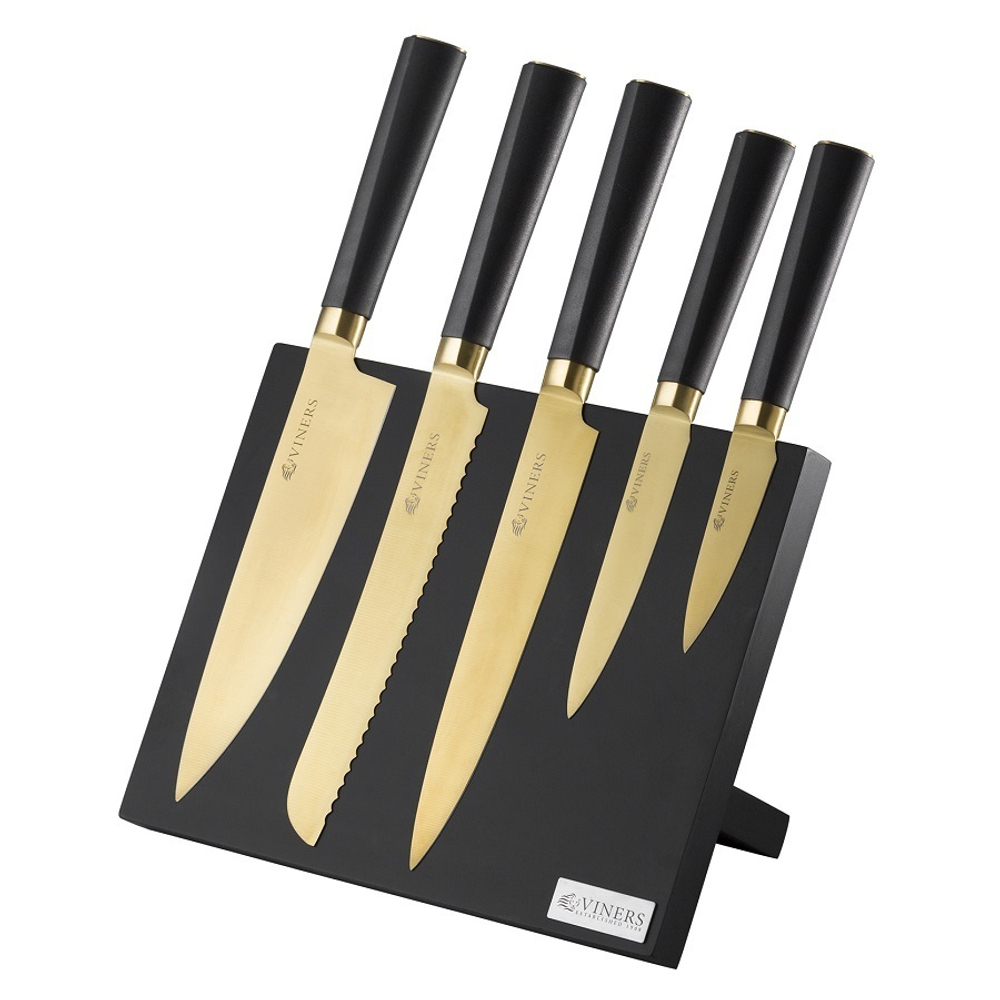 Набор из 5 ножей и подставки Titan Gold