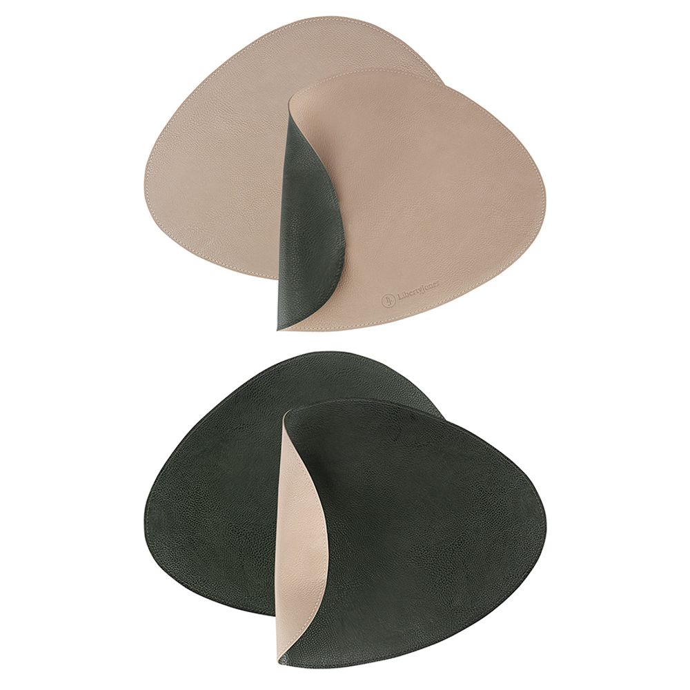 Набор из 4-х двухсторонних сервировочных салфеток Drop, 33х41 см, зеленый/бежевый