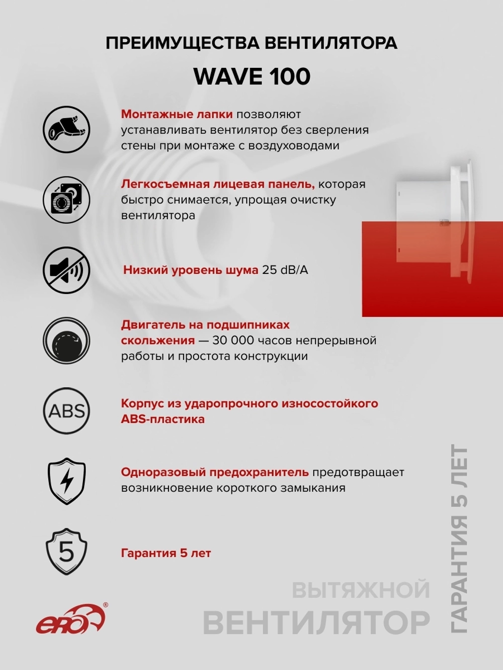 Вентилятор накладной WAVE D100 ERA