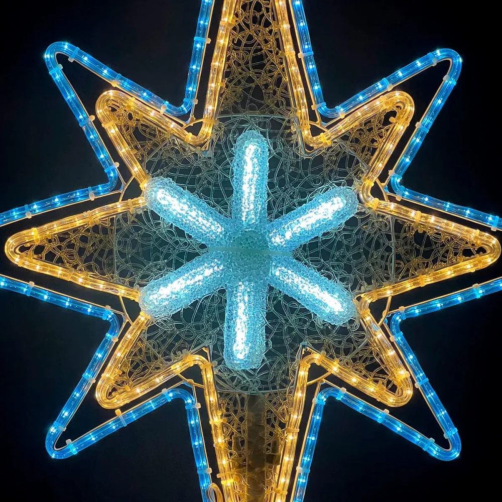 Светодиодная макушка Феерия 100 см., микс Белого и Тепло-Белого со снежинкой, 220В, LTC (LC-13200)