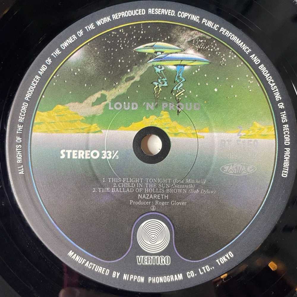 Винтажная виниловая пластинка LP Nazareth Loud N Proud (Japan 1978) (No Obi) This Flight Tonight
