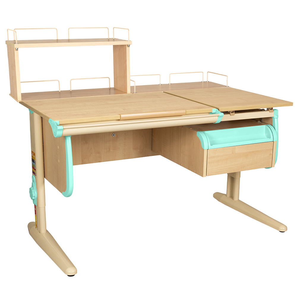 Растущая парта СУТ 25 с задними полками СУТ.15.210 и СУТ.15.240 и навесной тумбой (1200×880 мм)