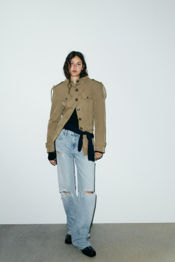 ZARA ДЖИНСЫ TRF WIDE LEG С РАЗРЕЗАМИ И СРЕДНЕЙ ПОСАДКОЙ, ГОЛУБОЙ