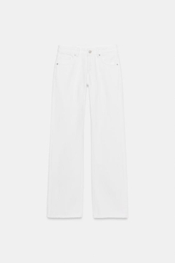 ZARA ДЖИНСЫ TRF WIDE-LEG С НИЗКОЙ ПОСАДКОЙ, БЕЛЫЙ
