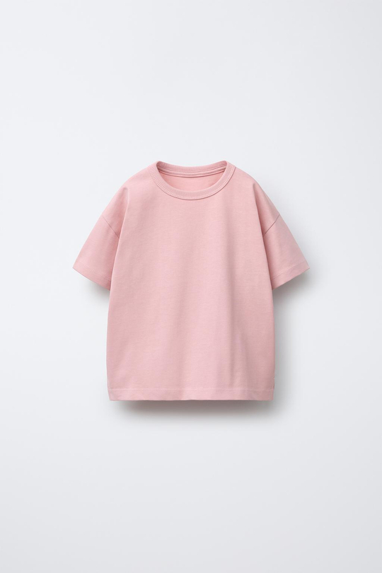 ZARA БАЗОВАЯ ФУТБОЛКА HEAVY WEIGHT, СВЕТЛО-РОЗОВЫЙ