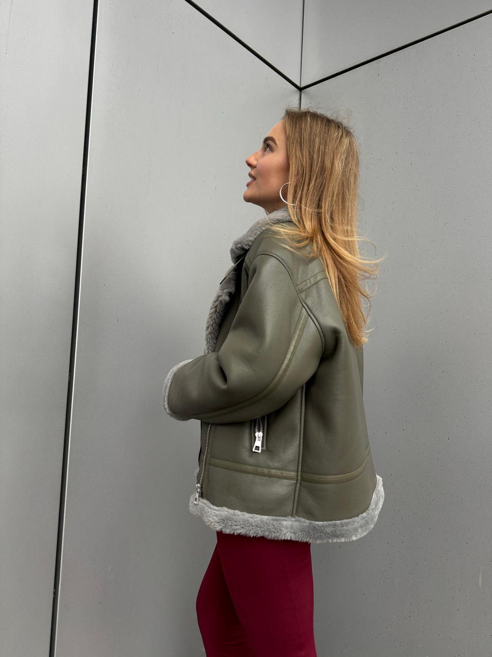Дубленка Авиатор олива