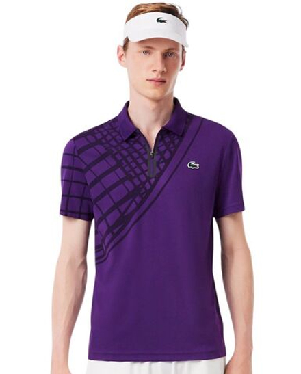 Теннисное поло Lacoste Ultra Dry Printed Slim Fit - purple plum