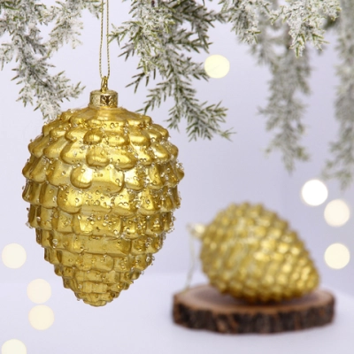 Ёлочные игрушки VERSAILLES «Лесные шишки» 13*8 см (набор 2 шт), Золото