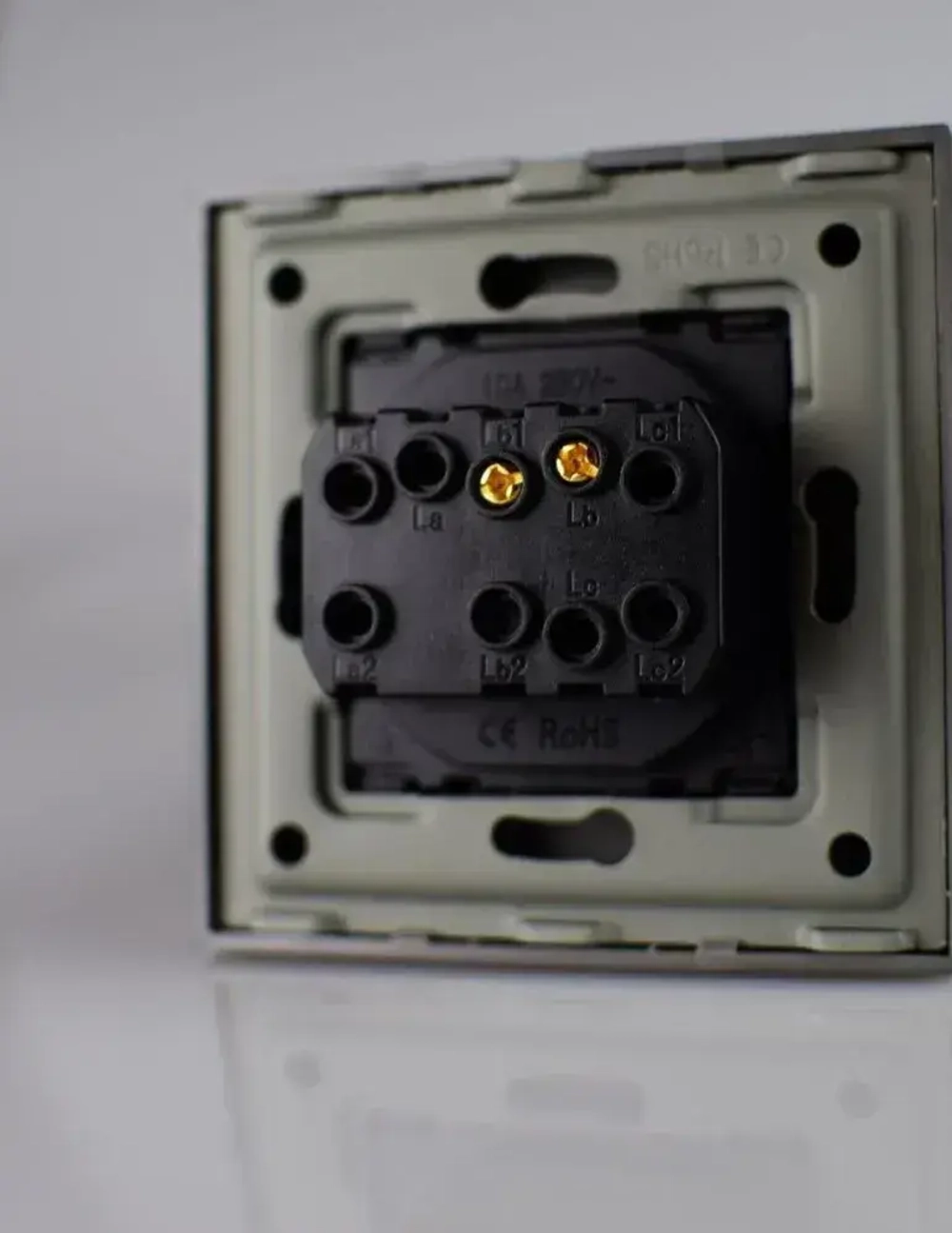 Выключатель серый для света одноклавишный без подсветки