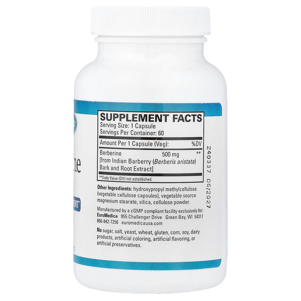 EuroMedica, берберин, 500 мг, 60 капсул