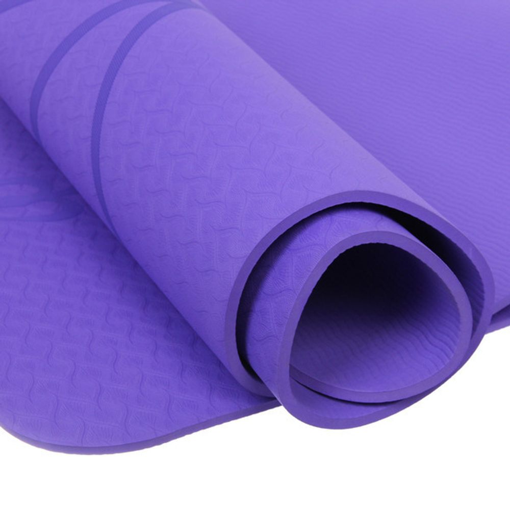 Коврик для йоги 6 мм 183*61 см «Шамбола» с лазерной гравировкой (ТРЕ), сиреневый