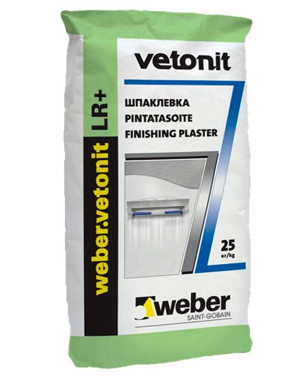 Шпаклевка Weber Vetonit LR+ 20кг финишная полимерная для сухих помещений белая Ветонит