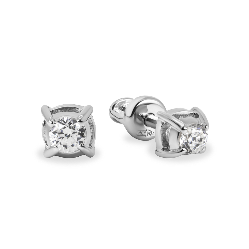 Серьги из белого золота 585 пробы с фианитом