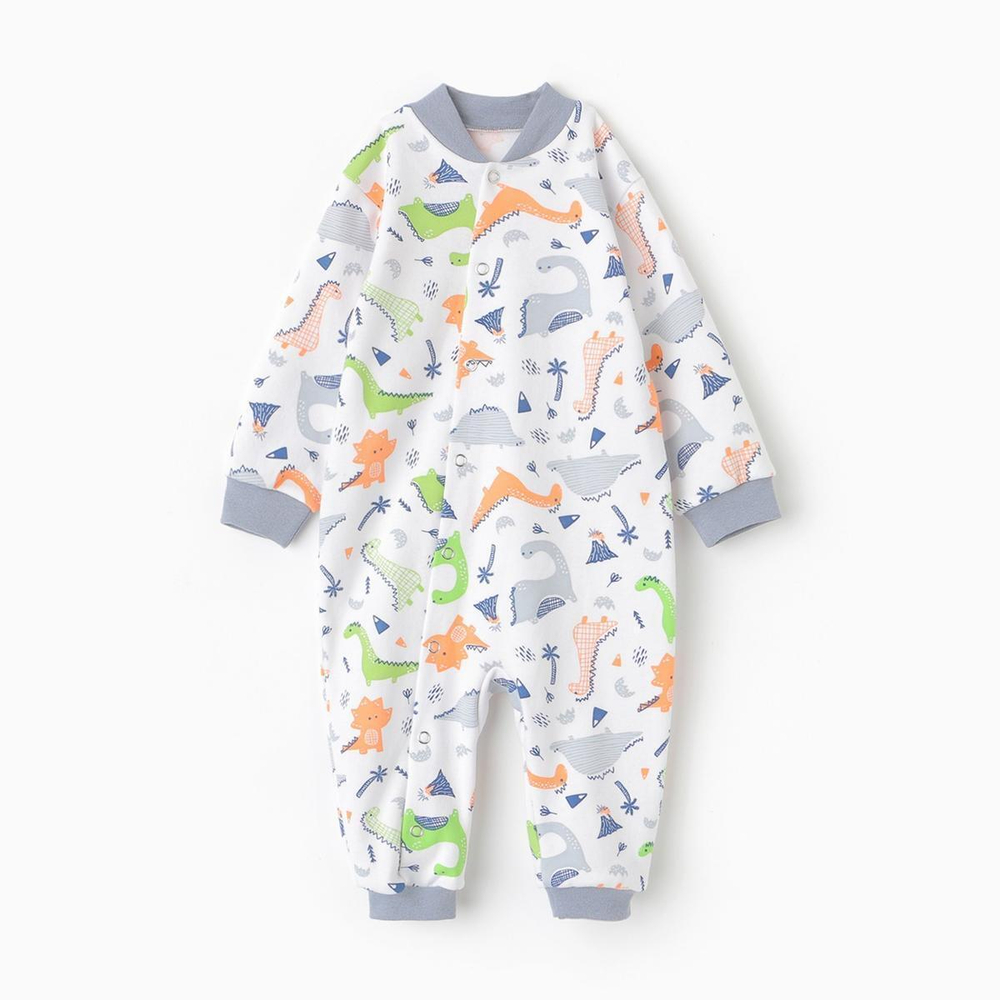 Комбинезон детский цвет белый/динозавры, р. 62 10134551 (Рыжик)