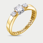 Кольцо женское из желтого и белого золота 585 пробы с фианитами (арт. дф1101536рл)