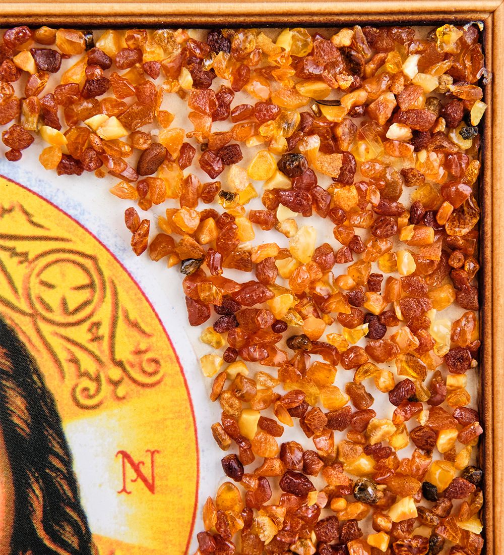 AMB-72/ 2 Икона «Иисус Христос» (с янтарной крошкой) дер.краш.рамка 30х40