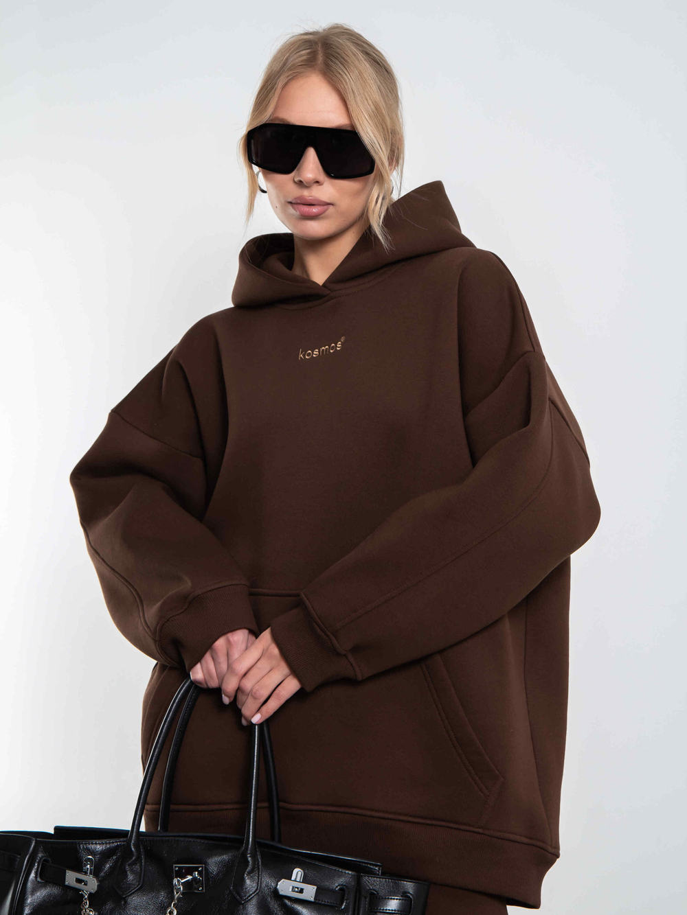 Худи женское оверсайз с начесом basis Коричневый
