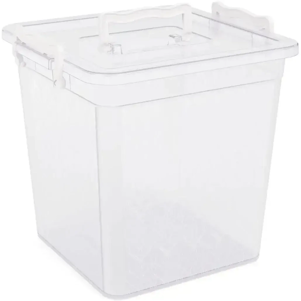 Контейнер 12л квадратный, с ручками, прозрачный