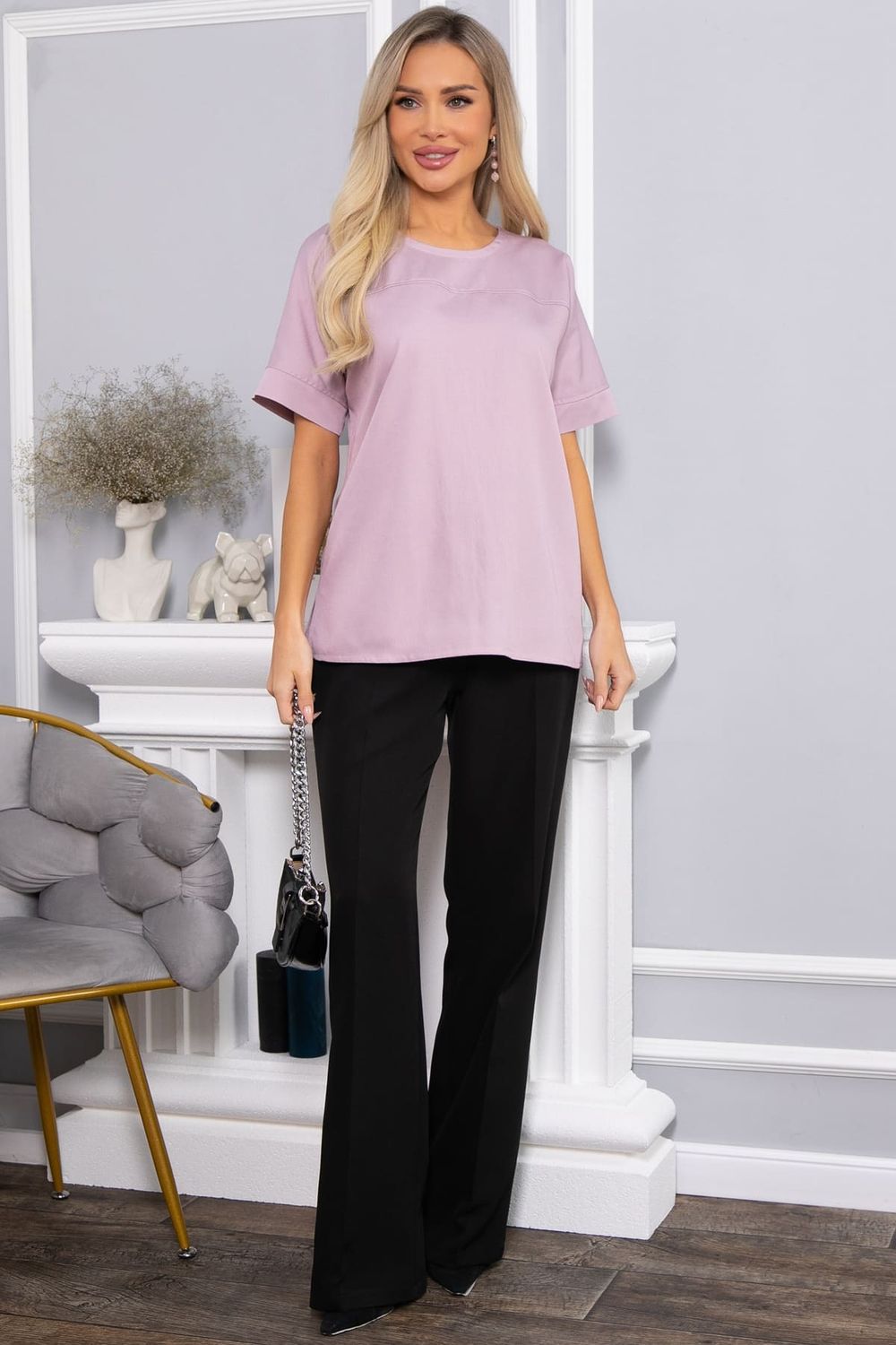 Блуза Лореаль (пудро-лиловая) Б14605-47М LT Collection