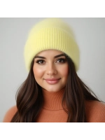 шапка вязаная бини ангора теплая демисезонная с отворотом