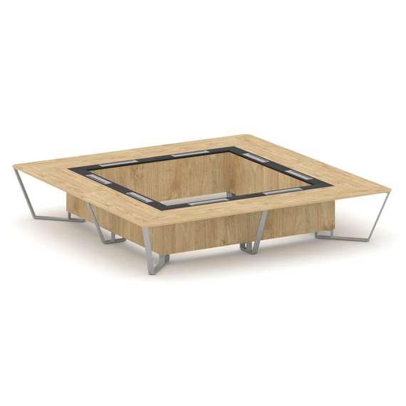 Steel Meet Стол переговорный квадратный KMK-PR.B.SP-20K2 Тиквуд Светлый/Графит Глянец/Металл Серый 4