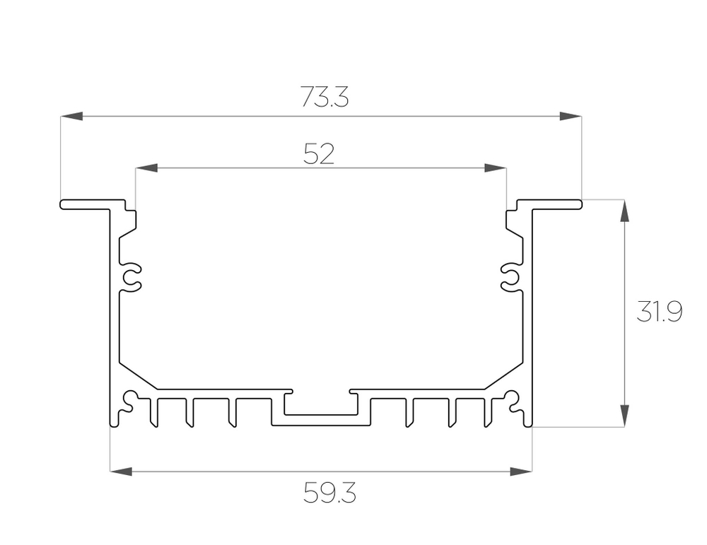 Профиль врезной алюминиевый LC-LPV-3273-2 Anod