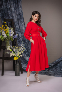Платье из хлопка приталенного силуэта красное 14-01-22 SS
